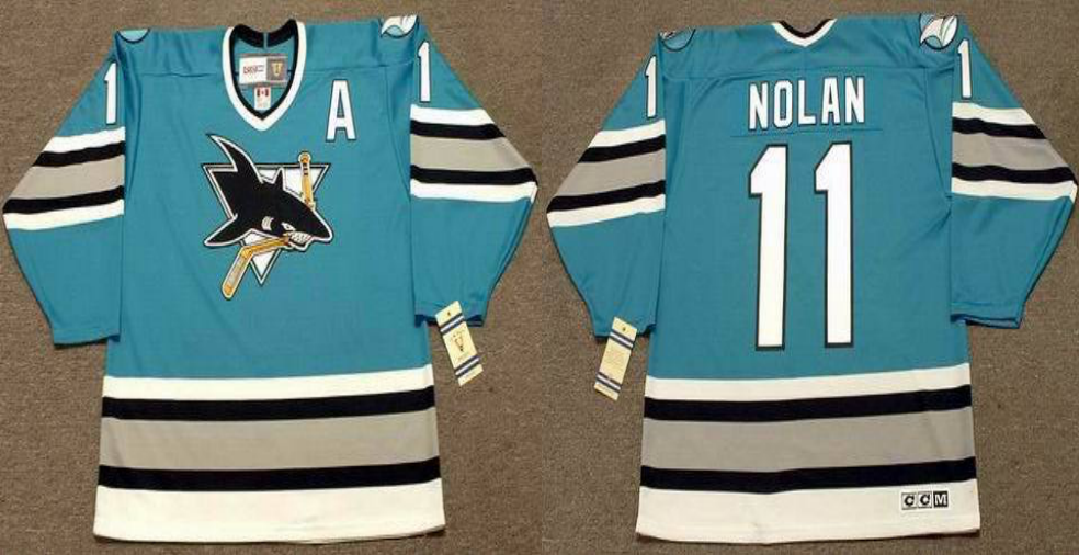 2019 Men San Jose Sharks 11 Nolan blue style #2 CCM NHL jersey ->san jose sharks->NHL Jersey